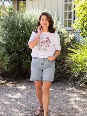 Jillian Harris x Joe Fresh Light Blue Mom Fit Denim Shorts